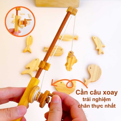 Bộ câu cá có nam châm bằng gỗ cho bé - Đồ chơi gỗ vận động và phối hợp tay mắt