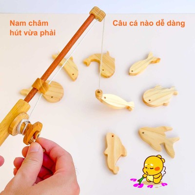 Bộ câu cá có nam châm bằng gỗ cho bé - Đồ chơi gỗ vận động và phối hợp tay mắt