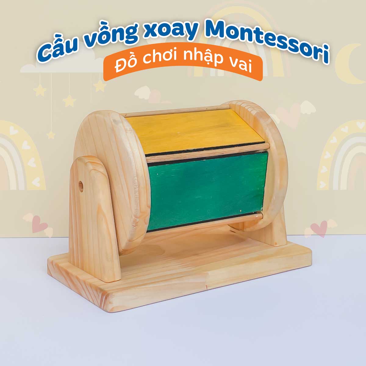 Cầu vồng xoay Montessori đồ chơi bằng gỗ cho bé