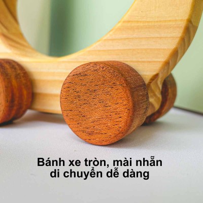 Bộ 3 con thú có bánh xe - Đồ chơi gỗ giải trí cho bé rèn luyện khả năng cầm nắm