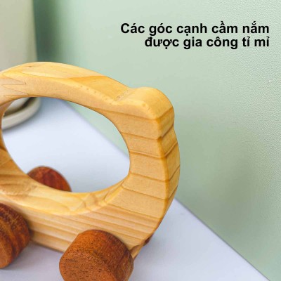 Bộ 3 con thú có bánh xe - Đồ chơi gỗ giải trí cho bé rèn luyện khả năng cầm nắm