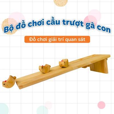 Bộ cầu trượt gà con cho bé - Đồ chơi gỗ giải trí và vận động