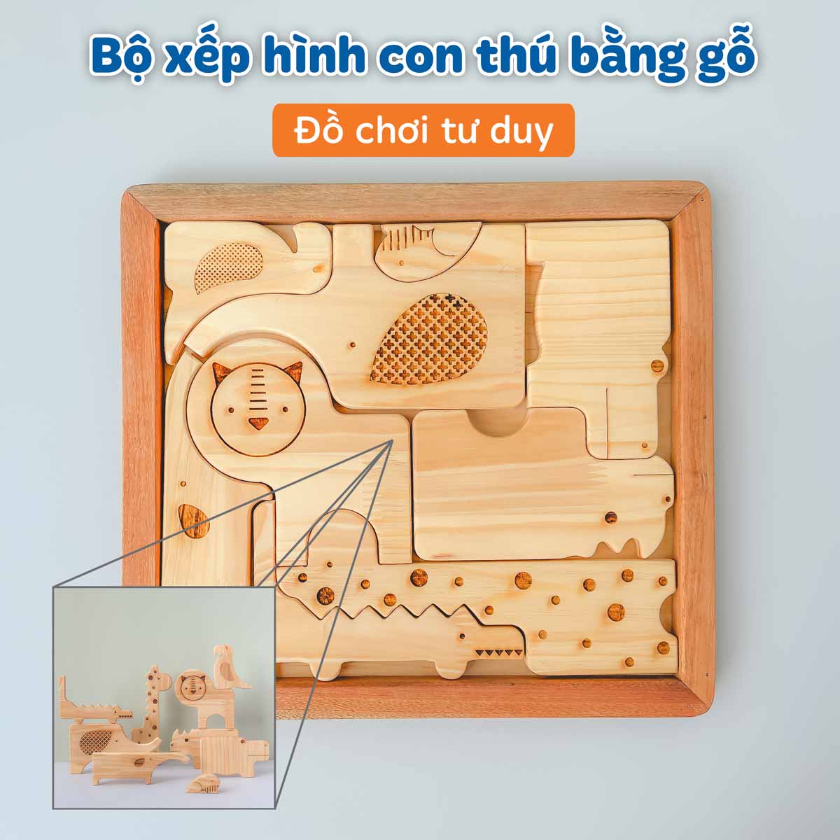 Bộ lắp ghép hình học bằng gỗ