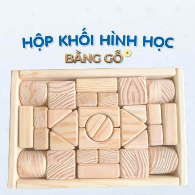 Bộ lắp ghép hình học bằng gỗ giúp bé tư duy, kích thích não bộ phát triển - Đồ chơi trí tuệ