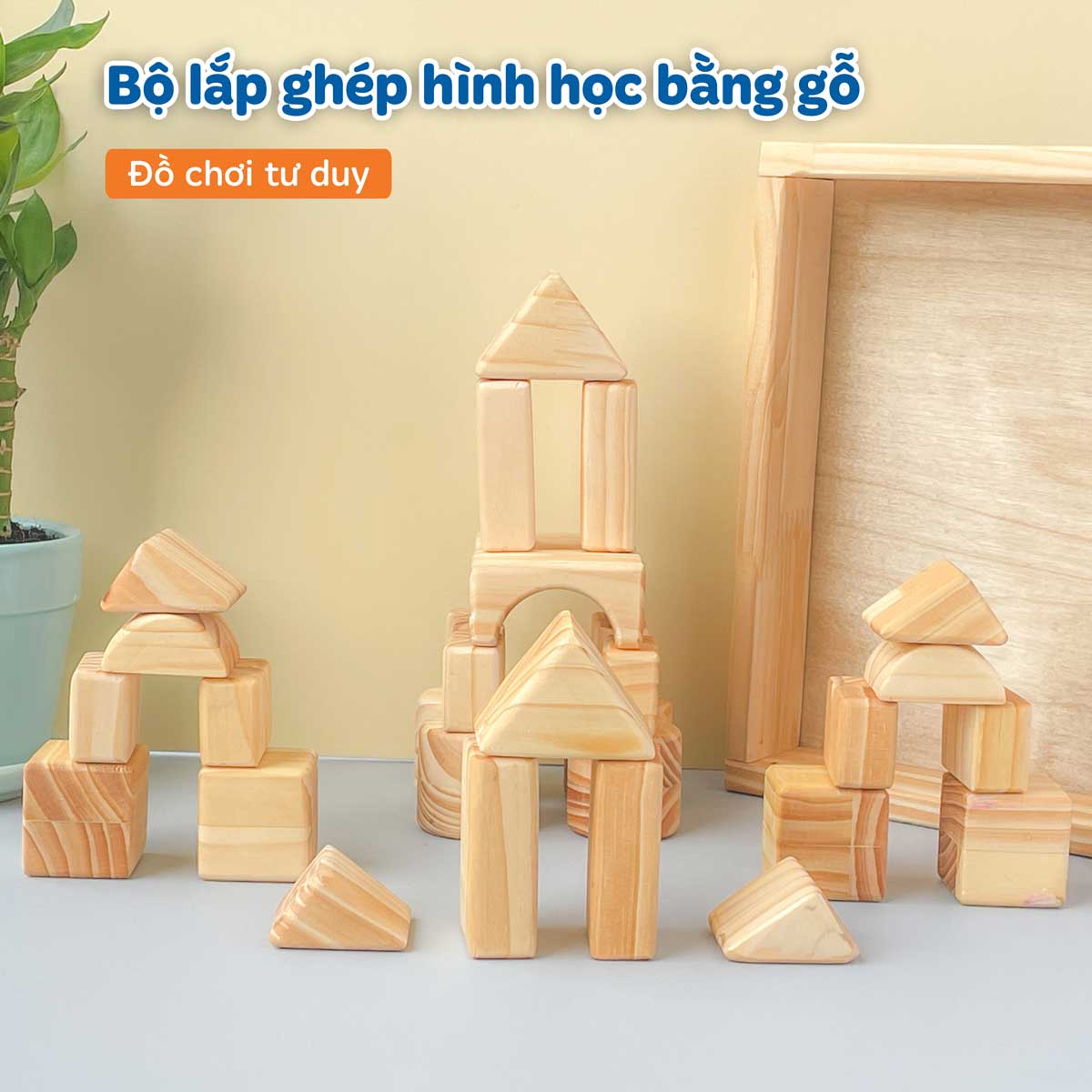 Bộ lắp ghép hình học bằng gỗ