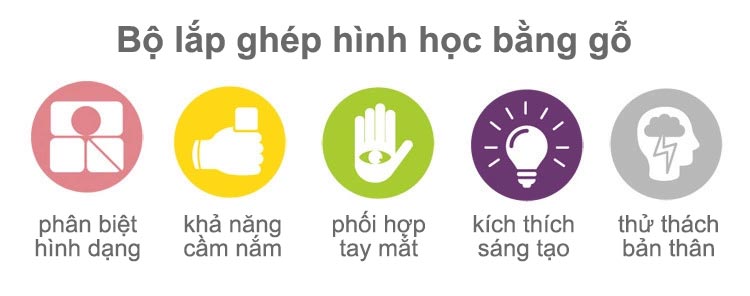 Bộ lắp ghép hình học bằng gỗ - Đồ chơi tư duy sáng tạo