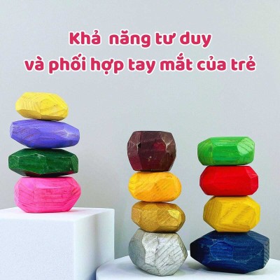 Bộ Đá Gỗ Cân Bằng Tumi Ishi (12 viên) - Đồ chơi phát triển tư duy