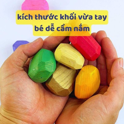 Bộ Đá Gỗ Cân Bằng Tumi Ishi (12 viên) - Đồ chơi phát triển tư duy