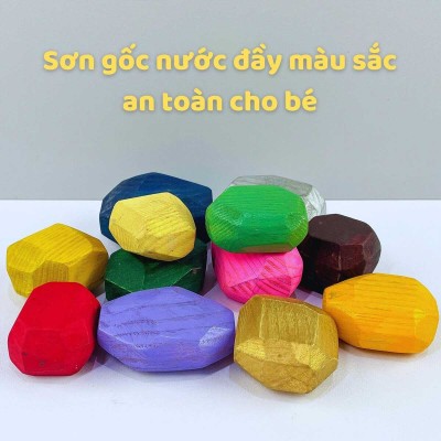 Bộ Đá Gỗ Cân Bằng Tumi Ishi (12 viên) - Đồ chơi phát triển tư duy