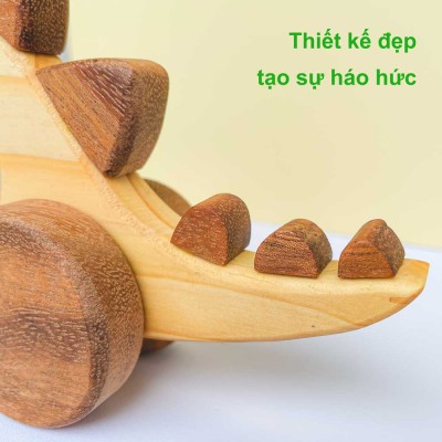 Đồ chơi khủng long có bánh xe- Đồ chơi gỗ phát triển vận động