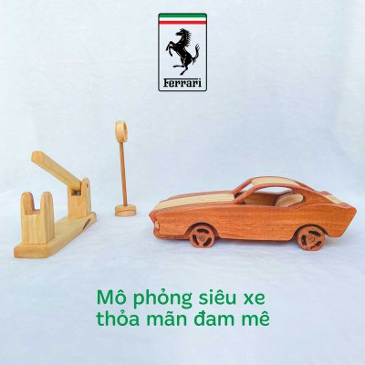 Mô hình xe Ferrari bằng gỗ cho bé - Đồ chơi mô phỏng siêu xe